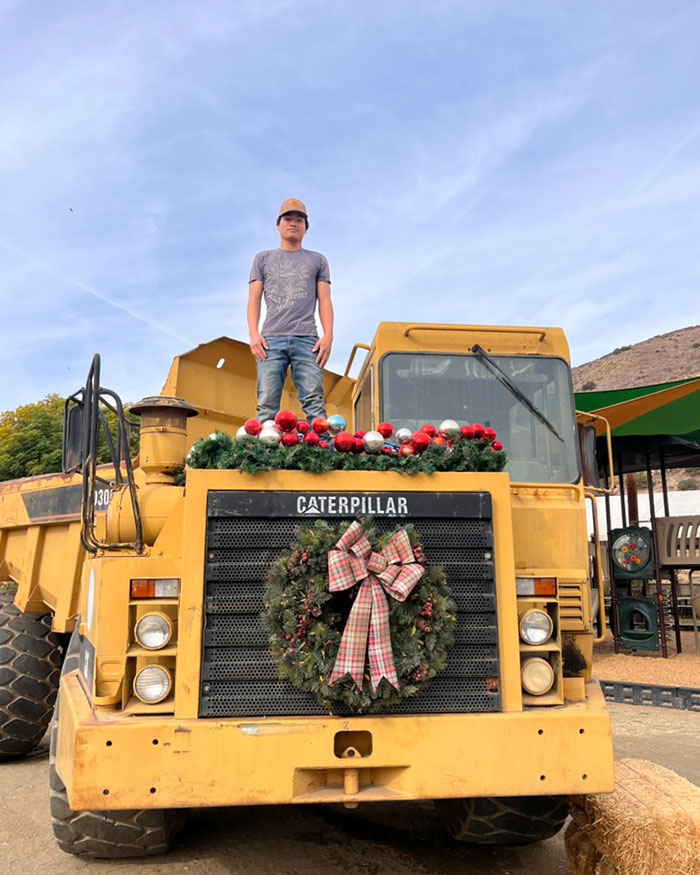 Caterpillar Equipment With Christmas Decorations